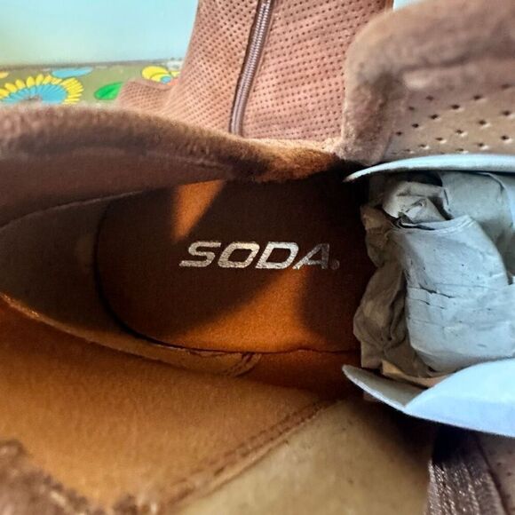 Faux Suede Brown heeled ankle booties - Picture 6 of 6